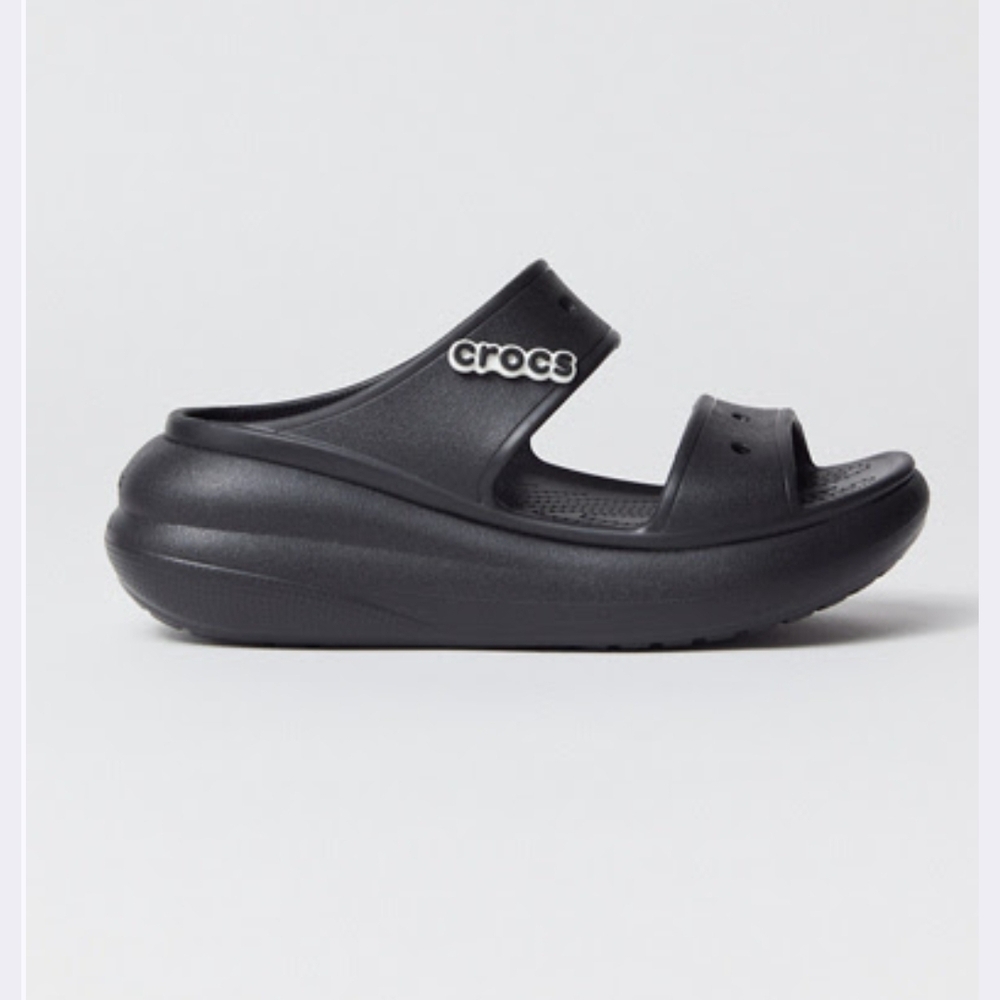 Black Crush Crocs Slide Platform Slipper Sandals With Logo Jibbitz